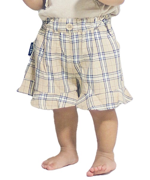 EASTBOY（イーストボーイ）の「EASTBOY イーストボーイ ブランド ロゴ 刺繍 裾フリル ボトムス ハーフパンツ ショートパンツ（スカート・キッズ・グレー/ベージュ・80ｃｍ/130cm/120cm/110cm/100cm/95cm/90cm）」の5枚目の写真