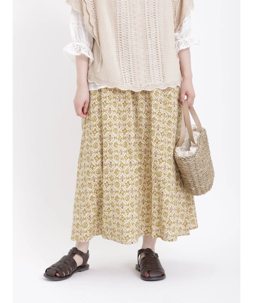 Samansa Mos2（サマンサ モスモス）の「レトロ壁紙風柄スカート（スカート・レディース・ベージュ/ミント/チャコール・ﾌﾘ-）」の3枚目の写真