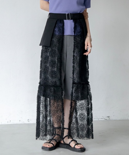 VACANCY（ヴァカンシー）の「フラワーチュールレイヤードスカート（スカート・レディース・ブラック・FREE）」の5枚目の写真