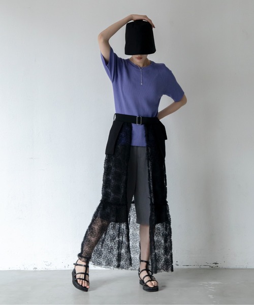 VACANCY（ヴァカンシー）の「フラワーチュールレイヤードスカート（スカート・レディース・ブラック・FREE）」の8枚目の写真