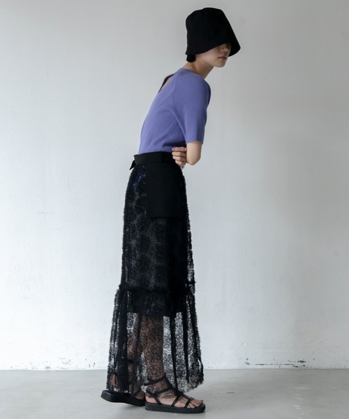 VACANCY（ヴァカンシー）の「フラワーチュールレイヤードスカート（スカート・レディース・ブラック・FREE）」の12枚目の写真