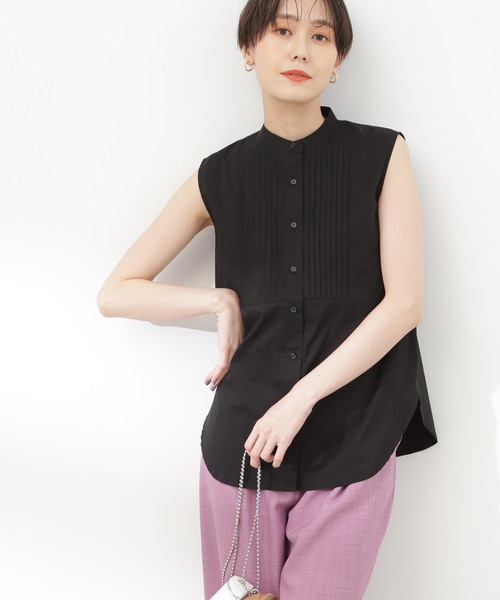 N.（N. Natural Beauty Basic）（エヌエヌナチュラルビューティーベーシック）の「◆ノースリピンタックブラウス（シャツ/ブラウス・レディース・オフホワイト/ブラック/ベージュ/ブルー・MEDIUM）」の3枚目の写真