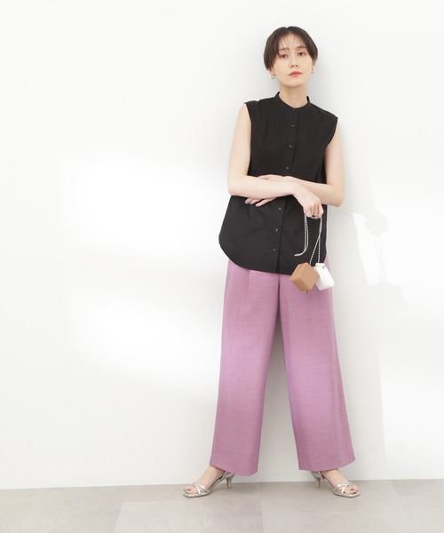 N.（N. Natural Beauty Basic）（エヌエヌナチュラルビューティーベーシック）の「◆ノースリピンタックブラウス（シャツ/ブラウス・レディース・オフホワイト/ブラック/ベージュ/ブルー・MEDIUM）」の18枚目の写真