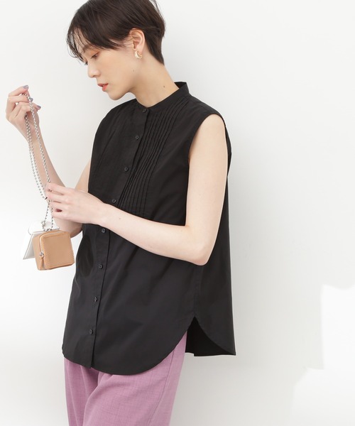 N.（N. Natural Beauty Basic）（エヌエヌナチュラルビューティーベーシック）の「◆ノースリピンタックブラウス（シャツ/ブラウス・レディース・オフホワイト/ブラック/ベージュ/ブルー・MEDIUM）」の9枚目の写真