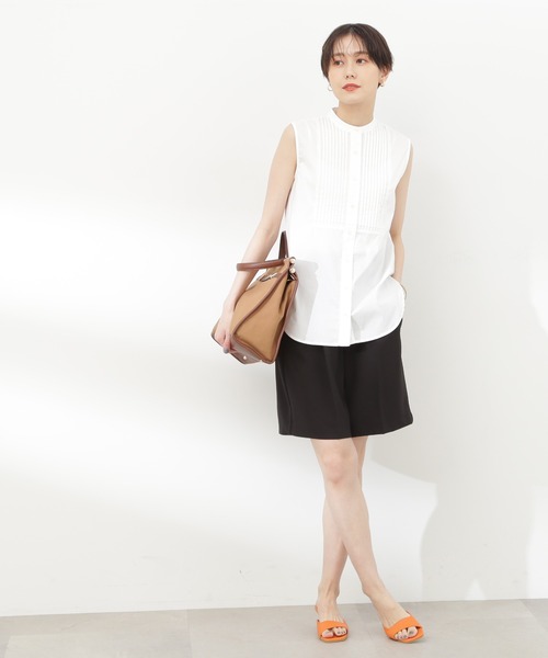 N.（N. Natural Beauty Basic）（エヌエヌナチュラルビューティーベーシック）の「◆ノースリピンタックブラウス（シャツ/ブラウス・レディース・オフホワイト/ブラック/ベージュ/ブルー・MEDIUM）」の7枚目の写真