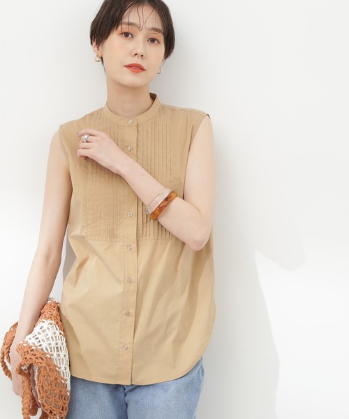 N.（N. Natural Beauty Basic）（エヌエヌナチュラルビューティーベーシック）の「◆ノースリピンタックブラウス（シャツ/ブラウス・レディース・オフホワイト/ブラック/ベージュ/ブルー・MEDIUM）」の13枚目の写真