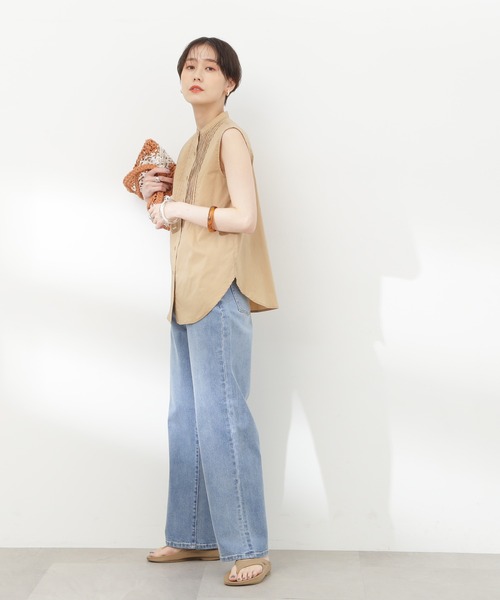 N.（N. Natural Beauty Basic）（エヌエヌナチュラルビューティーベーシック）の「◆ノースリピンタックブラウス（シャツ/ブラウス・レディース・オフホワイト/ブラック/ベージュ/ブルー・MEDIUM）」の6枚目の写真
