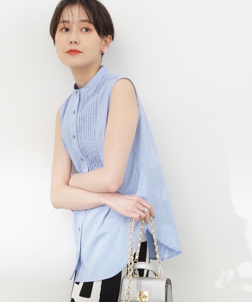 N.（N. Natural Beauty Basic）（エヌエヌナチュラルビューティーベーシック）の「◆ノースリピンタックブラウス（シャツ/ブラウス・レディース・オフホワイト/ブラック/ベージュ/ブルー・MEDIUM）」の8枚目の写真