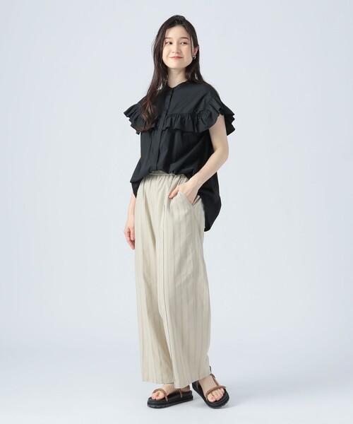 BEAMS HEART（ビームスハート）の「バンドカラー フリルブラウス（シャツ/ブラウス・レディース・オフホワイト/ブルー系その他4/ベージュ/インディゴブルー/ブラック・FREE）」の16枚目の写真