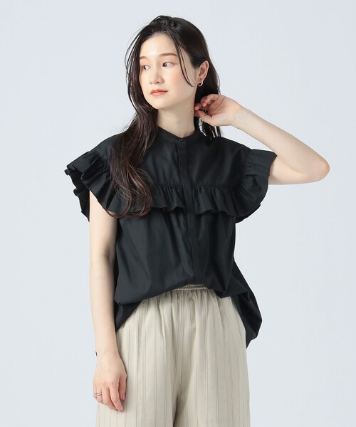 BEAMS HEART（ビームスハート）の「バンドカラー フリルブラウス（シャツ/ブラウス・レディース・オフホワイト/ブルー系その他4/ベージュ/インディゴブルー/ブラック・FREE）」の18枚目の写真