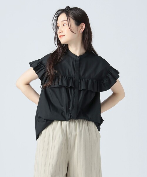 BEAMS HEART（ビームスハート）の「バンドカラー フリルブラウス（シャツ/ブラウス・レディース・オフホワイト/ブルー系その他4/ベージュ/インディゴブルー/ブラック・FREE）」の19枚目の写真