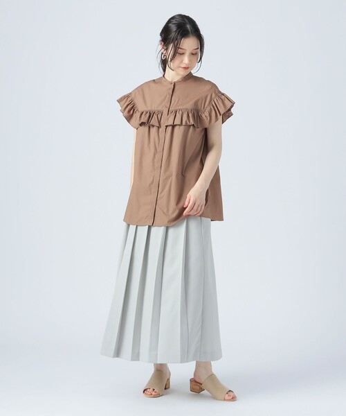 BEAMS HEART（ビームスハート）の「バンドカラー フリルブラウス（シャツ/ブラウス・レディース・オフホワイト/ブルー系その他4/ベージュ/インディゴブルー/ブラック・FREE）」の21枚目の写真