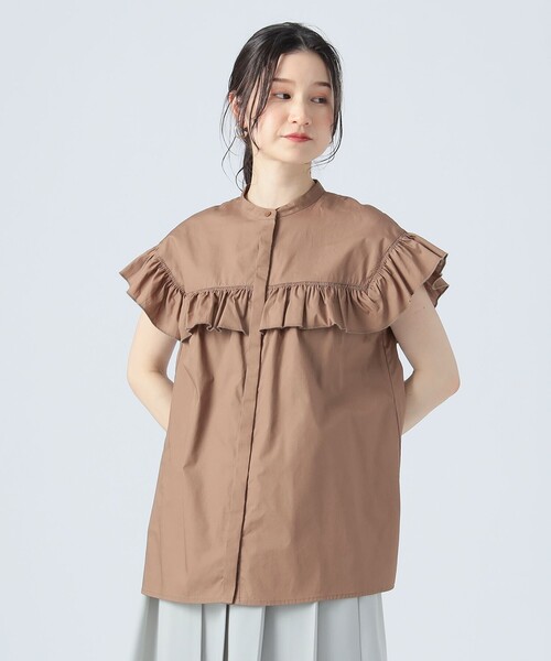 BEAMS HEART（ビームスハート）の「バンドカラー フリルブラウス（シャツ/ブラウス・レディース・オフホワイト/ブルー系その他4/ベージュ/インディゴブルー/ブラック・FREE）」の22枚目の写真