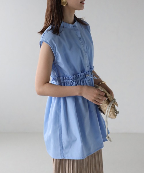 sakishimatokyo（サキシマトーキョー）の「ウエストドロストノースリブラウス（シャツ/ブラウス・レディース・ブラック/オフホワイト/ブルー・FREE）」の3枚目の写真