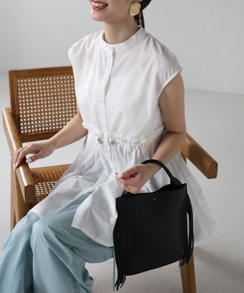 sakishimatokyo（サキシマトーキョー）の「ウエストドロストノースリブラウス（シャツ/ブラウス・レディース・ブラック/オフホワイト/ブルー・FREE）」の16枚目の写真