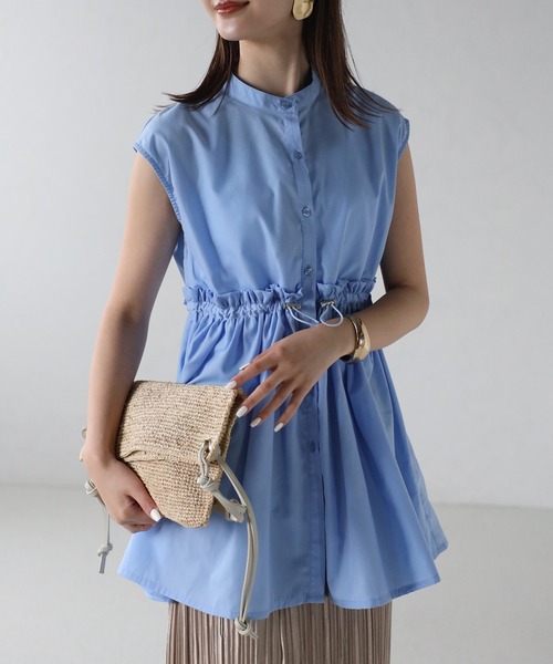 sakishimatokyo（サキシマトーキョー）の「ウエストドロストノースリブラウス（シャツ/ブラウス・レディース・ブラック/オフホワイト/ブルー・FREE）」の8枚目の写真