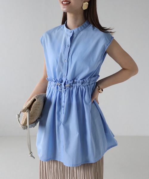 sakishimatokyo（サキシマトーキョー）の「ウエストドロストノースリブラウス（シャツ/ブラウス・レディース・ブラック/オフホワイト/ブルー・FREE）」の9枚目の写真