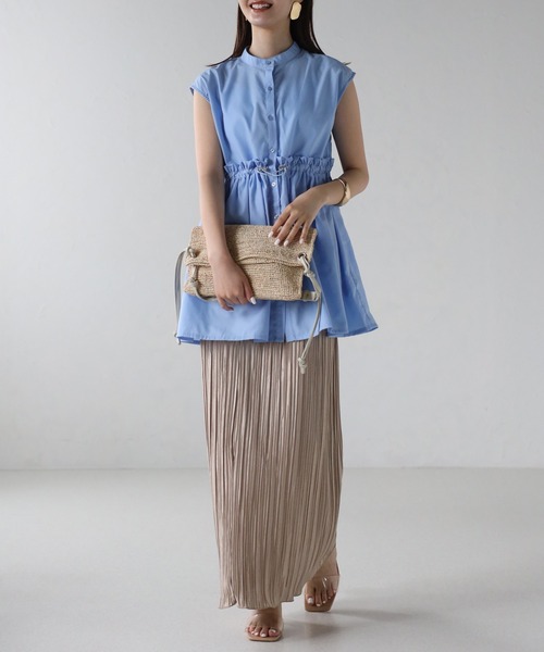 sakishimatokyo（サキシマトーキョー）の「ウエストドロストノースリブラウス（シャツ/ブラウス・レディース・ブラック/オフホワイト/ブルー・FREE）」の7枚目の写真