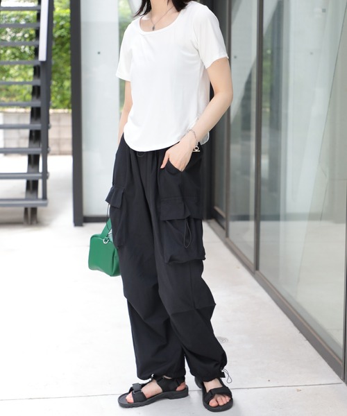 SETUP7（セットアップセブン）の「【SETUP7】シンプルUネックTシャツ KNF012（Tシャツ/カットソー・レディース・ブラック/ベージュ/グレー/サックスブルー/ピンク/ホワイト・L/M）」の22枚目の写真