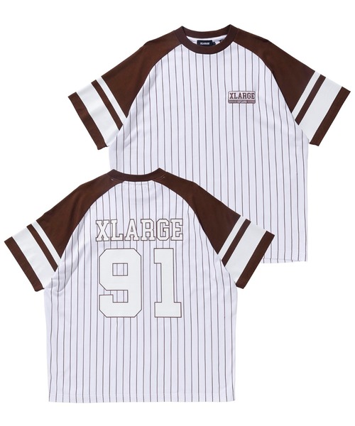 XLARGE（エクストララージ）の「STRIPED BASEBALL S/S TEE（Tシャツ/カットソー・メンズ・ネイビー/ブラウン/ブラック・M/XL/L/S）」の3枚目の写真
