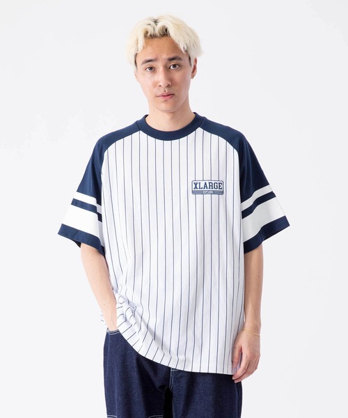 XLARGE（エクストララージ）の「STRIPED BASEBALL S/S TEE（Tシャツ/カットソー・メンズ・ネイビー/ブラウン/ブラック・M/XL/L/S）」の12枚目の写真