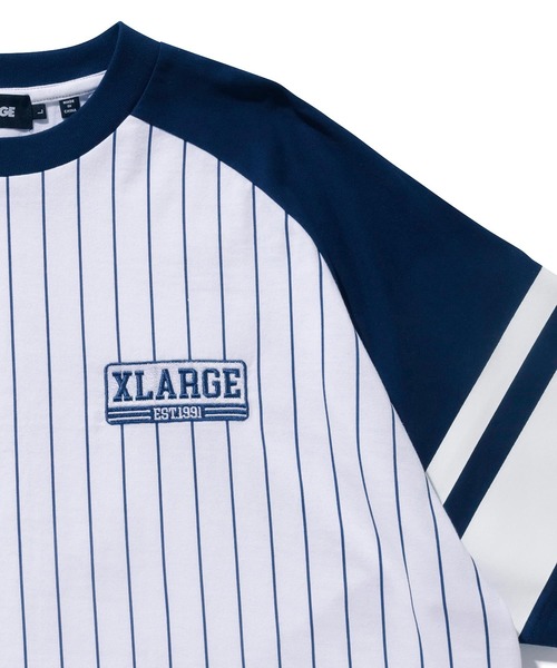XLARGE（エクストララージ）の「STRIPED BASEBALL S/S TEE（Tシャツ/カットソー・メンズ・ネイビー/ブラウン/ブラック・M/XL/L/S）」の5枚目の写真