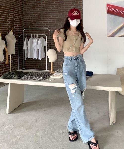 Achic(アシック)の「ダメージデニムパンツ(デニムパンツ・レディース・サックスブルー/ブルー・S/M)」の16枚目の写真