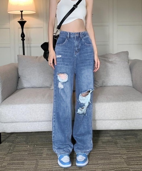 Achic(アシック)の「ダメージデニムパンツ(デニムパンツ・レディース・サックスブルー/ブルー・S/M)」の20枚目の写真