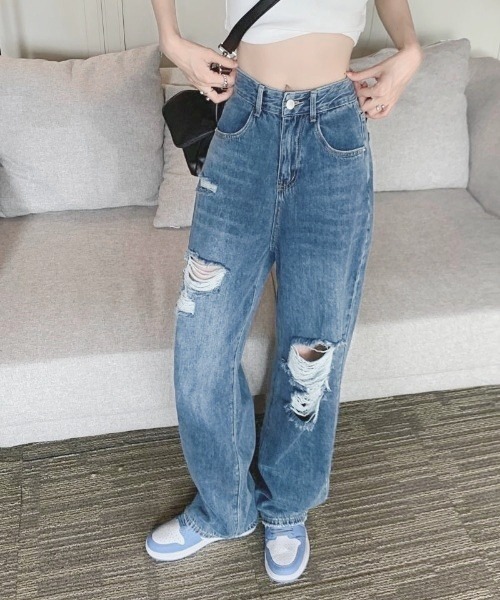 Achic(アシック)の「ダメージデニムパンツ(デニムパンツ・レディース・サックスブルー/ブルー・S/M)」の22枚目の写真