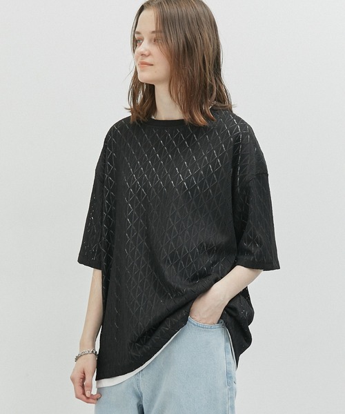 JUNRED（ジュンレッド）の「透かし柄アンサンブルTシャツ（Tシャツ/カットソー・メンズ・ホワイト/ブラック・L/M）」の8枚目の写真