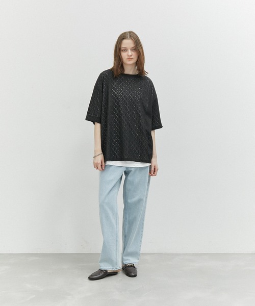 JUNRED（ジュンレッド）の「透かし柄アンサンブルTシャツ（Tシャツ/カットソー・メンズ・ホワイト/ブラック・L/M）」の5枚目の写真