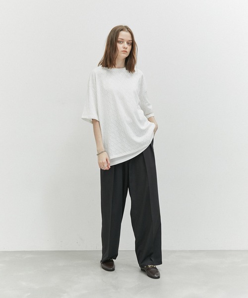 JUNRED（ジュンレッド）の「透かし柄アンサンブルTシャツ（Tシャツ/カットソー・メンズ・ホワイト/ブラック・L/M）」の6枚目の写真