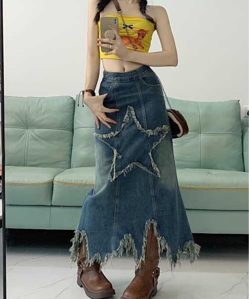 almo（アルモ）の「スターパッチワークデニムスカート(BQ)（デニムスカート・レディース・ブルー・MEDIUM/LARGE）」の10枚目の写真