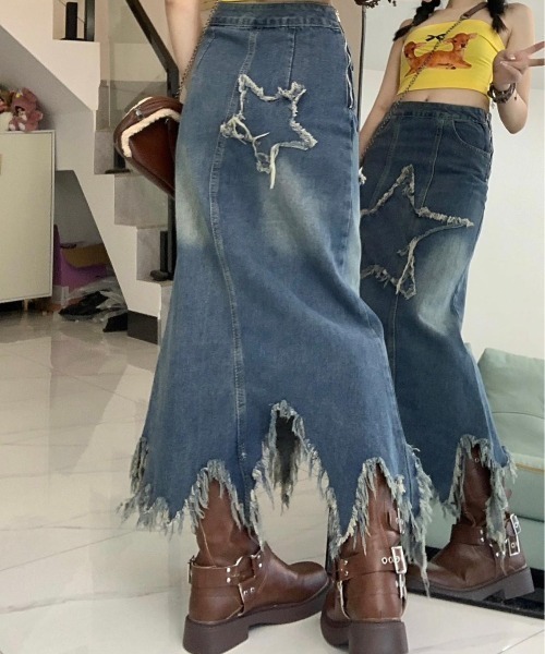 almo（アルモ）の「スターパッチワークデニムスカート(BQ)（デニムスカート・レディース・ブルー・MEDIUM/LARGE）」の11枚目の写真