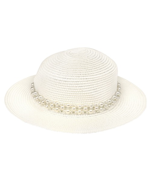 Tika（ティカ）の「麦わら帽子 レディース 水着小物 パール付き ストローハット（スイムグッズ・レディース・ブラック/ベージュ/ホワイト・FREE）」の7枚目の写真