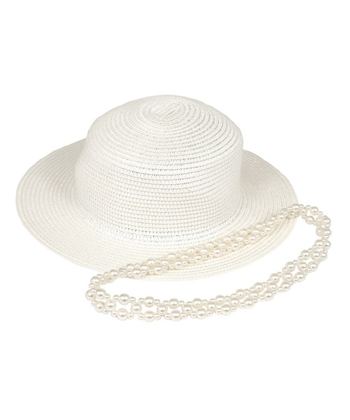 Tika（ティカ）の「麦わら帽子 レディース 水着小物 パール付き ストローハット（スイムグッズ・レディース・ブラック/ベージュ/ホワイト・FREE）」の8枚目の写真