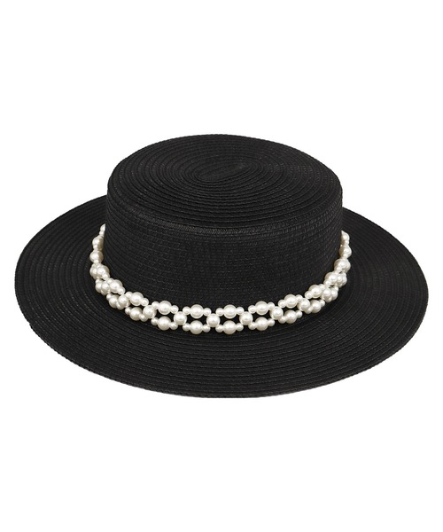 Tika（ティカ）の「麦わら帽子 レディース 水着小物 パール付き ストローハット（スイムグッズ・レディース・ブラック/ベージュ/ホワイト・FREE）」の10枚目の写真