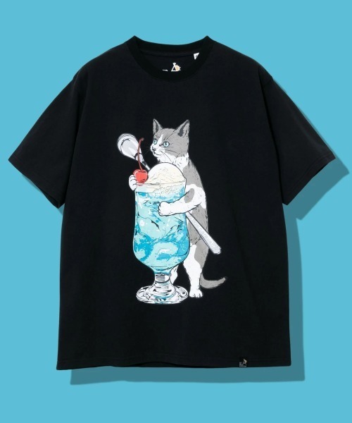 go slow caravan（ゴースローキャラバン）の「USA/C クリームソーダ猫 TEE（Tシャツ/カットソー・メンズ・グリーン/ブラック/ホワイト・SMALL/MEDIUM/LARGE/X-LARGE）」の3枚目の写真