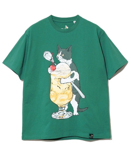 go slow caravan（ゴースローキャラバン）の「USA/C クリームソーダ猫 TEE（Tシャツ/カットソー・メンズ・グリーン/ブラック/ホワイト・SMALL/MEDIUM/LARGE/X-LARGE）」の9枚目の写真
