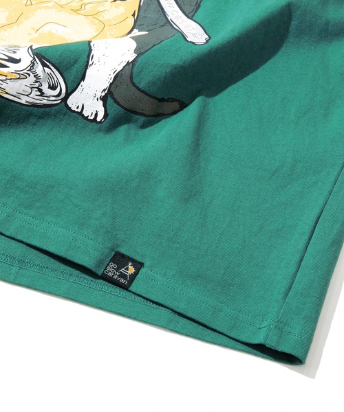 go slow caravan（ゴースローキャラバン）の「USA/C クリームソーダ猫 TEE（Tシャツ/カットソー・メンズ・グリーン/ブラック/ホワイト・SMALL/MEDIUM/LARGE/X-LARGE）」の4枚目の写真