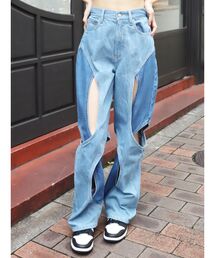 EVRIS | カーブレイヤードワイドデニムパンツ(デニムパンツ)