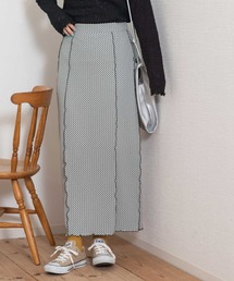 カットジャガードメロー切替えIラインスカート