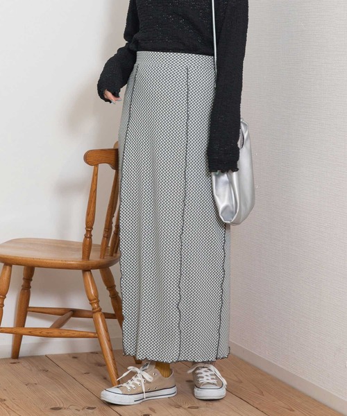 POU DOU DOU（プードゥドゥ）の「カットジャガードメロー切替えIラインスカート（スカート・レディース・スミクロ/イエロー・3）」の10枚目の写真