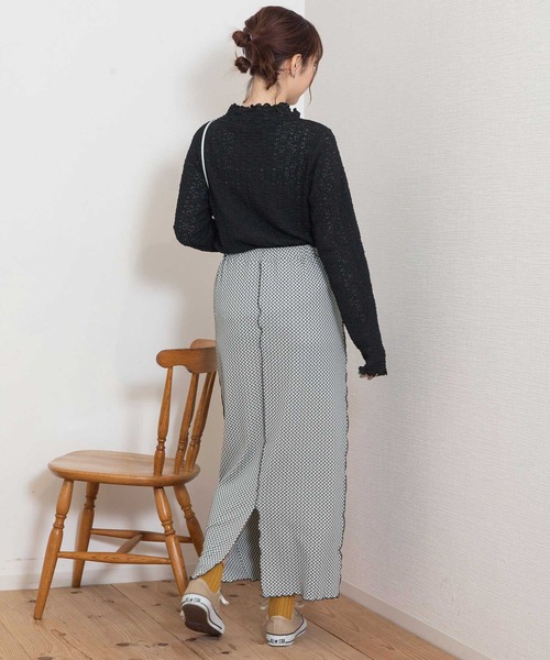 POU DOU DOU（プードゥドゥ）の「カットジャガードメロー切替えIラインスカート（スカート・レディース・スミクロ/イエロー・3）」の15枚目の写真