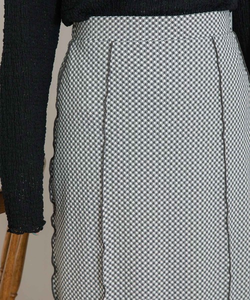 POU DOU DOU（プードゥドゥ）の「カットジャガードメロー切替えIラインスカート（スカート・レディース・スミクロ/イエロー・3）」の16枚目の写真