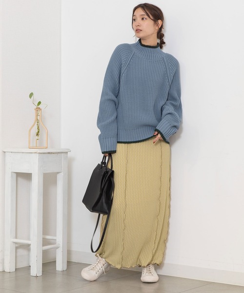 POU DOU DOU（プードゥドゥ）の「カットジャガードメロー切替えIラインスカート（スカート・レディース・スミクロ/イエロー・3）」の17枚目の写真