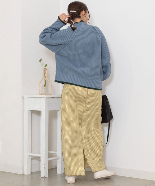 POU DOU DOU（プードゥドゥ）の「カットジャガードメロー切替えIラインスカート（スカート・レディース・スミクロ/イエロー・3）」の18枚目の写真