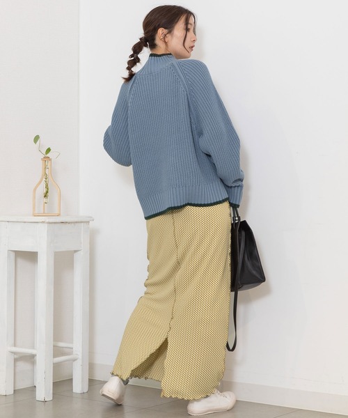POU DOU DOU（プードゥドゥ）の「カットジャガードメロー切替えIラインスカート（スカート・レディース・スミクロ/イエロー・3）」の19枚目の写真