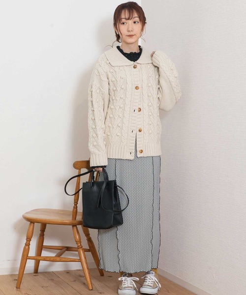 POU DOU DOU（プードゥドゥ）の「カットジャガードメロー切替えIラインスカート（スカート・レディース・スミクロ/イエロー・3）」の20枚目の写真