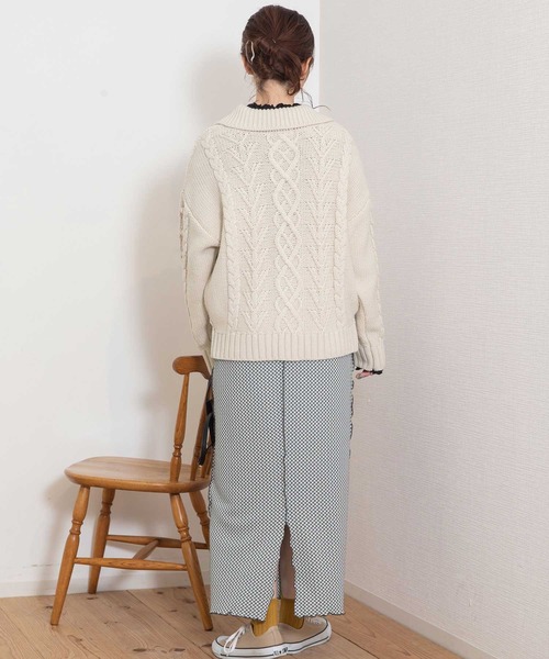 POU DOU DOU（プードゥドゥ）の「カットジャガードメロー切替えIラインスカート（スカート・レディース・スミクロ/イエロー・3）」の21枚目の写真